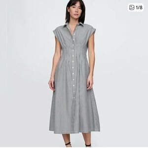 GAP Black and White Striped Midi Dress